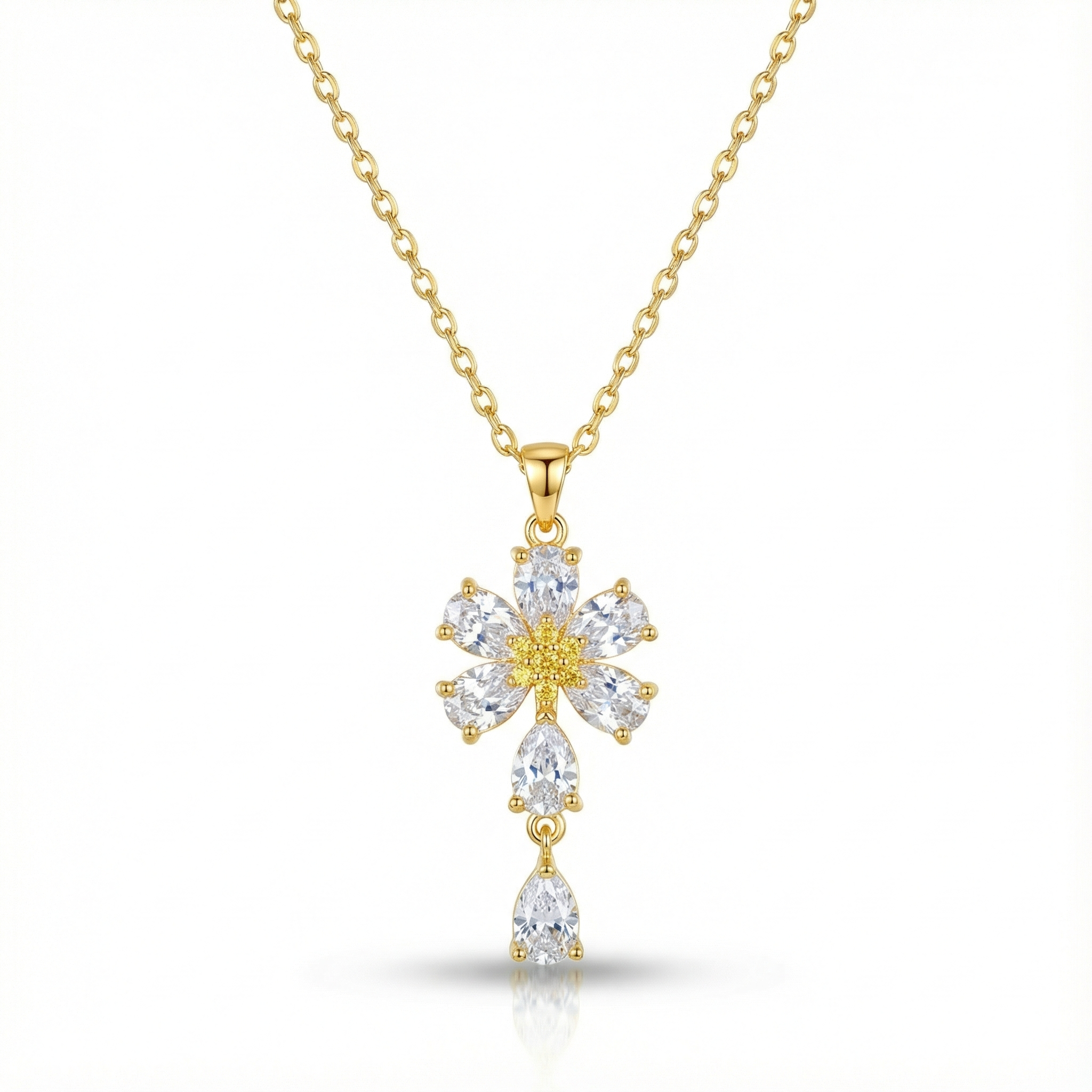 The "Golden Bloom" Sparkle Drop Necklace